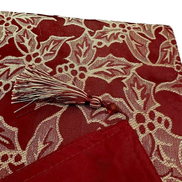 CROSCILL Red Holly Runner Christmas Table Holiday Decor 14x72" - Picture 4 of 5